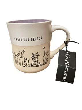 Proud Cat Person Ceramic Mug with Purple Interior - 17 oz NWT - Dwell Studio